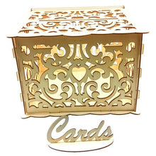 Load image into Gallery viewer, New DIY Wedding Gift Card Box Wooden Money Box with Lock Beautiful Wedding Decoration Supplies for Birthday Party Storage Money