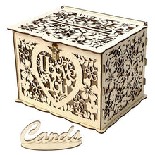 Load image into Gallery viewer, New DIY Wedding Gift Card Box Wooden Money Box with Lock Beautiful Wedding Decoration Supplies for Birthday Party Storage Money