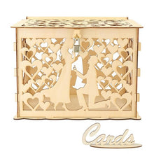 Load image into Gallery viewer, New DIY Wedding Gift Card Box Wooden Money Box with Lock Beautiful Wedding Decoration Supplies for Birthday Party Storage Money
