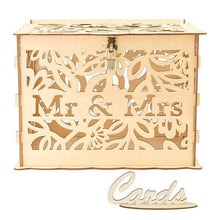 Load image into Gallery viewer, New DIY Wedding Gift Card Box Wooden Money Box with Lock Beautiful Wedding Decoration Supplies for Birthday Party Storage Money