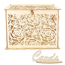 Load image into Gallery viewer, New DIY Wedding Gift Card Box Wooden Money Box with Lock Beautiful Wedding Decoration Supplies for Birthday Party Storage Money