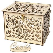 Load image into Gallery viewer, New DIY Wedding Gift Card Box Wooden Money Box with Lock Beautiful Wedding Decoration Supplies for Birthday Party Storage Money
