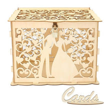 Load image into Gallery viewer, New DIY Wedding Gift Card Box Wooden Money Box with Lock Beautiful Wedding Decoration Supplies for Birthday Party Storage Money
