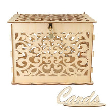 Load image into Gallery viewer, New DIY Wedding Gift Card Box Wooden Money Box with Lock Beautiful Wedding Decoration Supplies for Birthday Party Storage Money
